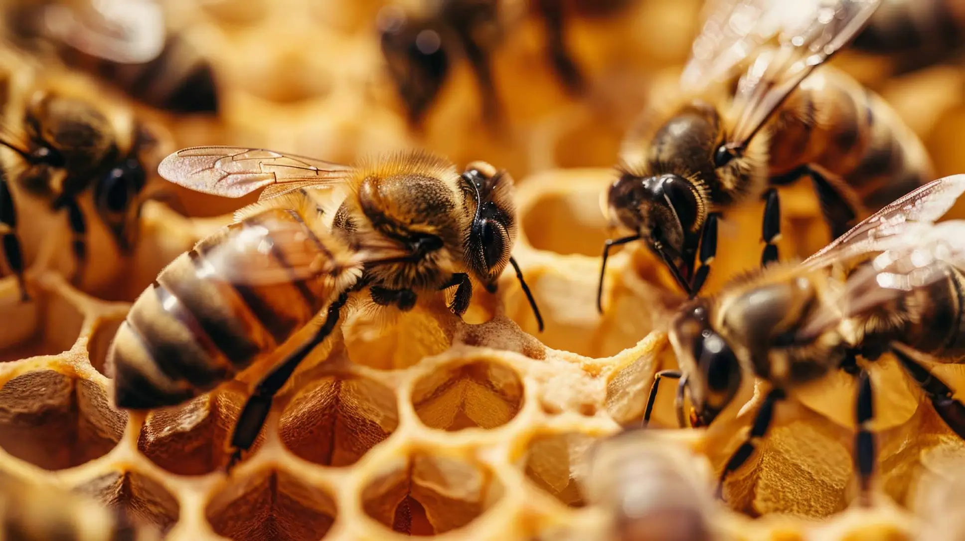Abejas trabajando sobre el panal