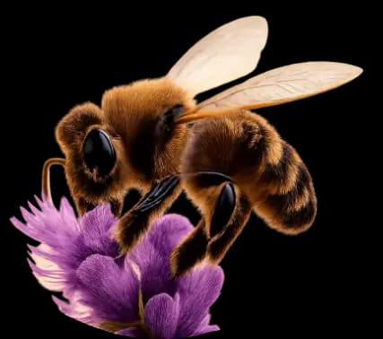 Abeja sobre flor representando polen